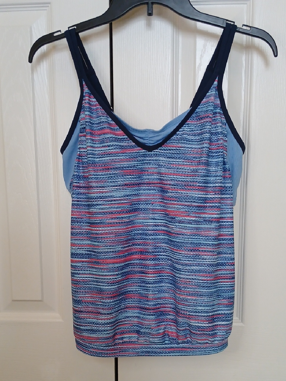 Free Country V-Neck Blouson Tankini Swim Top Women's Small